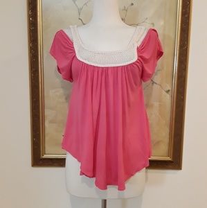 Pacsun Pink Off the Shoulder Crochet  Top